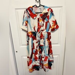 All Over Floral Print Puff Sleeve Dress